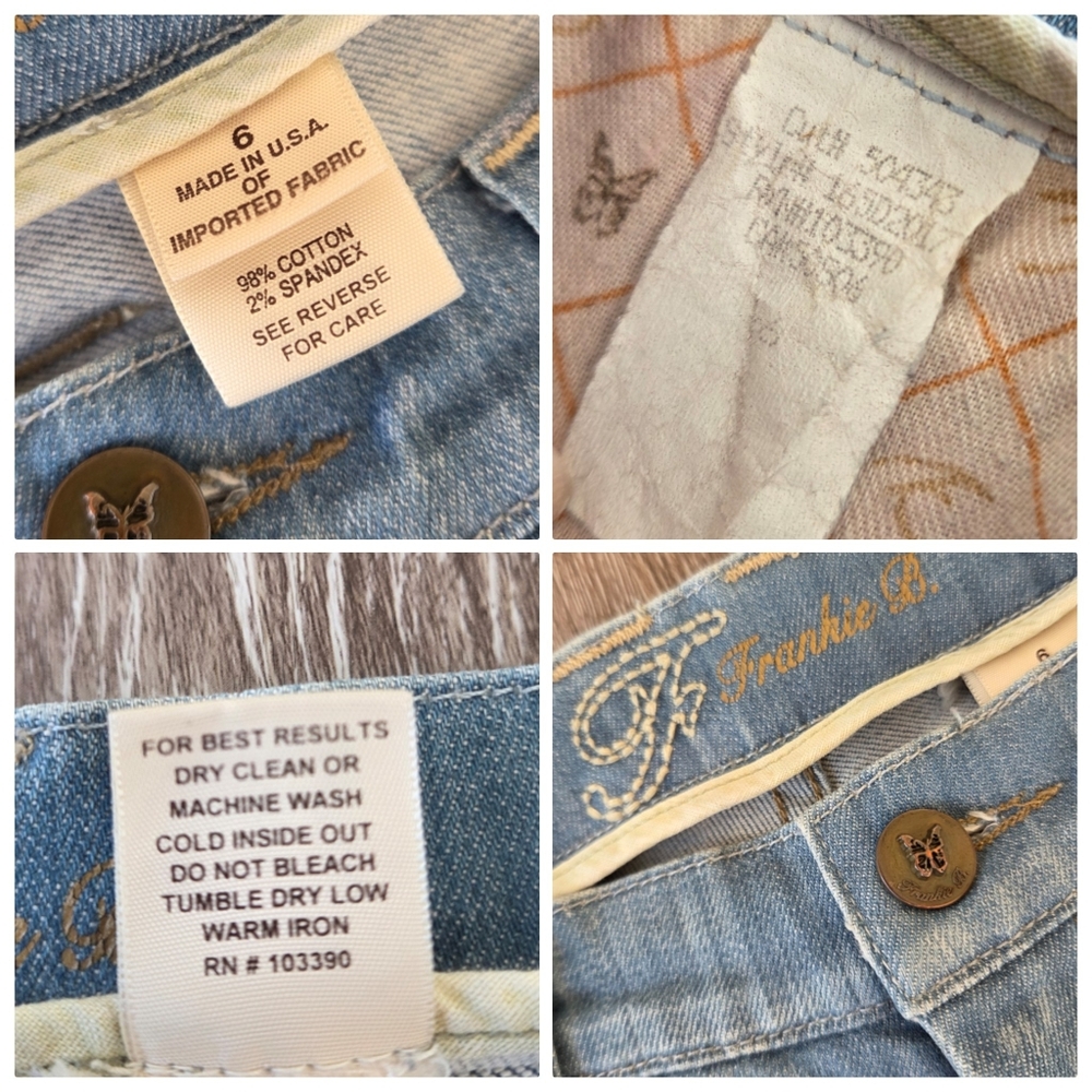 Frankie B. Limited Edition Blue Heart Pockets Low Rise Denim Jeans Y2K HTF 90's - Picture 14 of 16